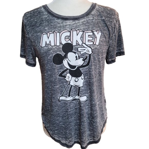 Disney Tops - DIsney Women's Size Medium Distressed Mickey Mouse Graphic Print T-Shirt Grey
